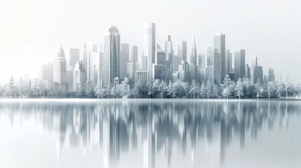 Fototapeta premium A cityscape design, 3D render, sleek and modern, isolated on white background. Generative AI.