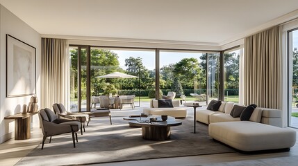 Modern office building in business district with glass facade

