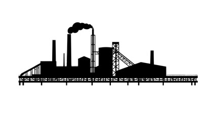 Obraz premium Steel mill featuring towering structures, conveyor systems, and massive furnaces, vector illustration art