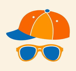 Baseball cap and sun glasses stock illustration