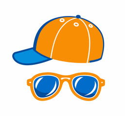 Baseball cap and sun glasses stock illustration