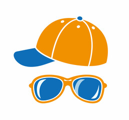 Baseball cap and sun glasses stock illustration