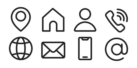 Business card icons set. Contact information concept. Vector