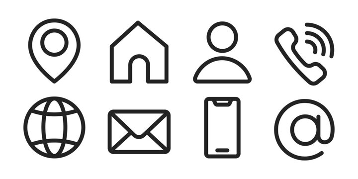 Business card icons set. Contact information concept. Vector