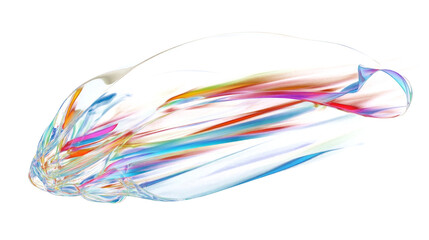 Macro glass 3d Y2K render abstract PNG bubble. Transparent glassmorphism modern texture. Holographic curved wave in motion. Gradient design element.
