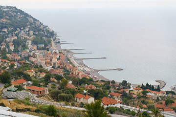 Fototapeta premium A Serene Coastal View of a Small Italian Town