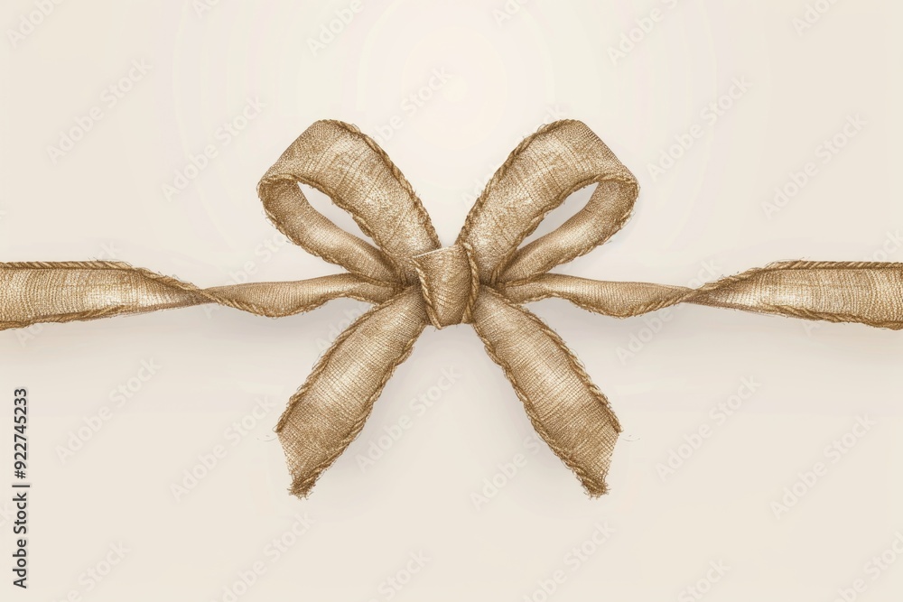 Poster a simple yet elegant design featuring a brown ribbon with a bow on a white background, suitable for 