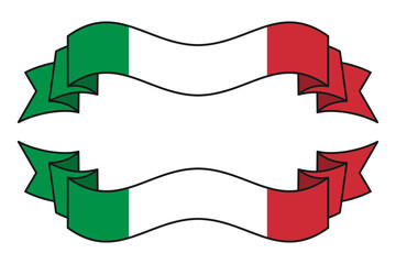 Italian flag ribbon with banner, background, poster, card, template, layout. Italy patriotic National holiday promo