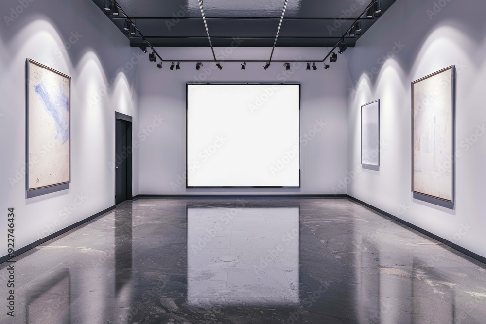 Aufkleber a modern office setting with a large screen for presentations, ideal for business or educational use
