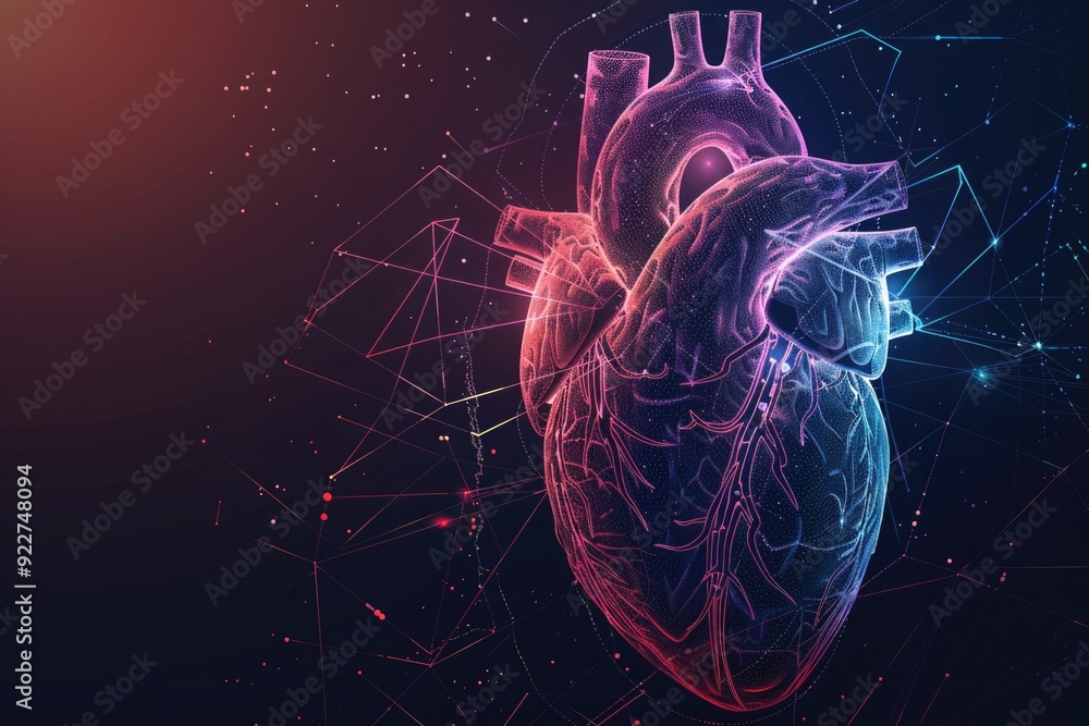 Poster A stylized representation of two hearts connected by lines and dots