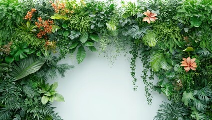 Fototapeta premium vertical garden wall with various plants and flowers, creating an organic living space for natural light to filter through. 
