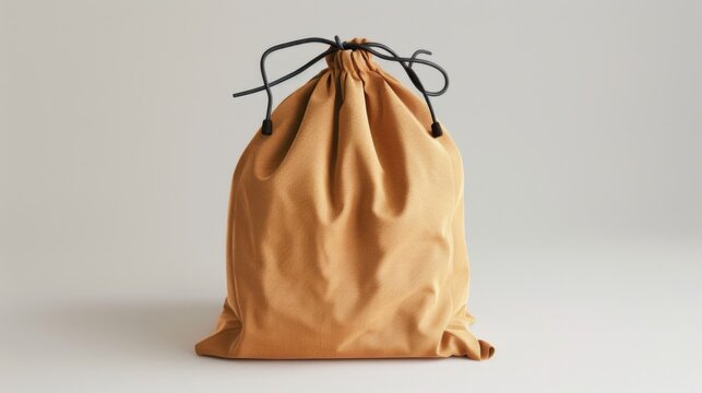 A simple brown bag with a black string tied around it, perfect for everyday use or as a decorative element