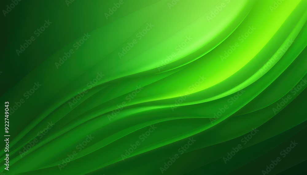 Poster abstract green background with flowing wave pattern and gradient lighting.