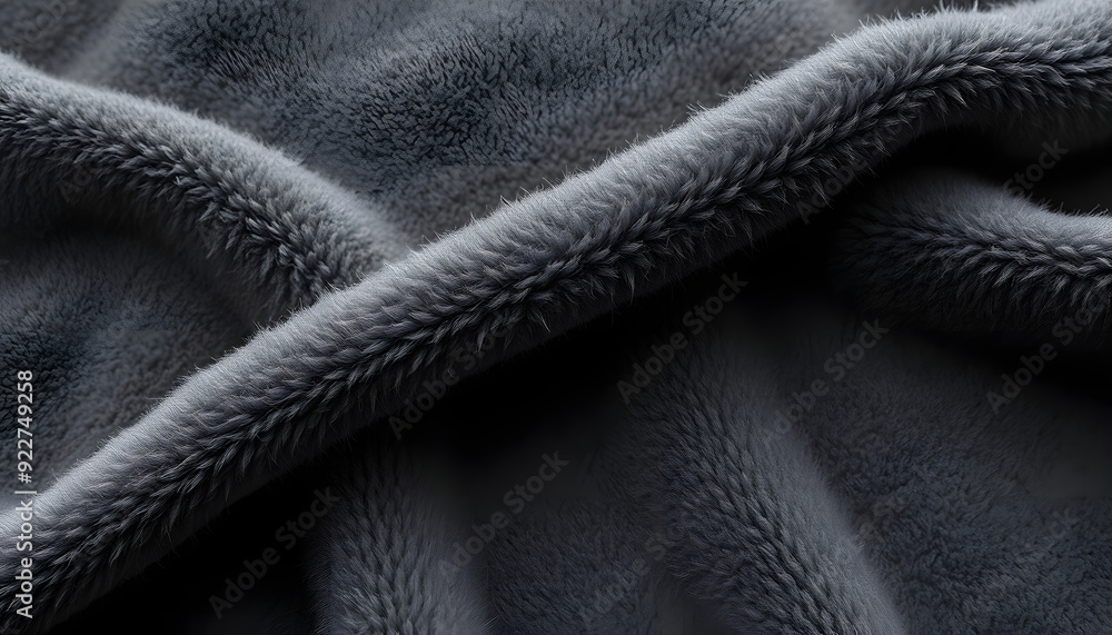 Wall mural Black gray fleece cloth texture isolated with white highlights, png