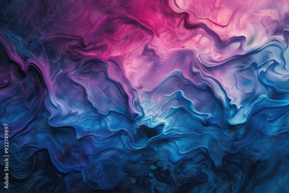 Poster a detailed view of a vibrant and expressive fluid painting, ideal for use in artistic or creative co
