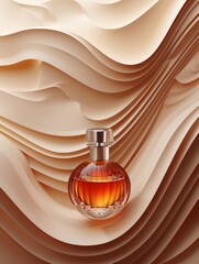 Perfume Bottle.Trending concept natural cosmetic with eucalyptus leaves shadow. Beauty concept for face,