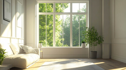 Fototapeta premium Modern and comfortable living room in light colors