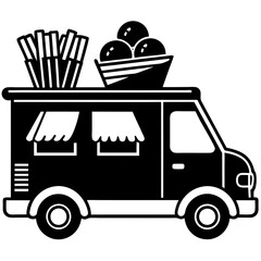 Create a food truck specializing in black deep art vector