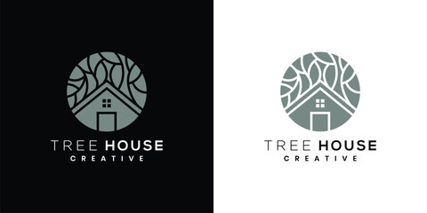 Illustration of nature house logo design.