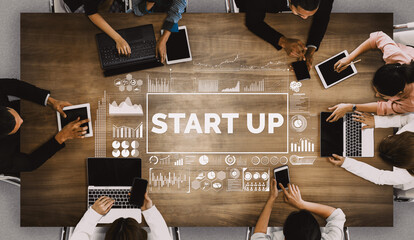 Start Up Business of Creative People Concept - Modern graphic interface showing symbol of...