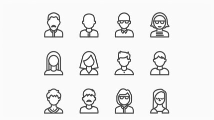 A set of simple line icons depicting different people