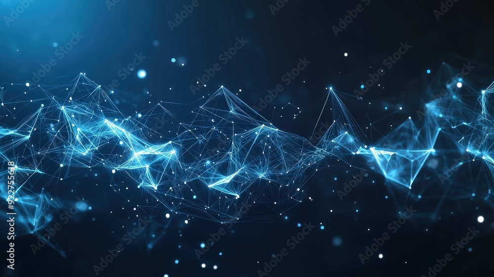 Poster abstract futuristic technology with polygonal shapes dark blue background connection technologies ba