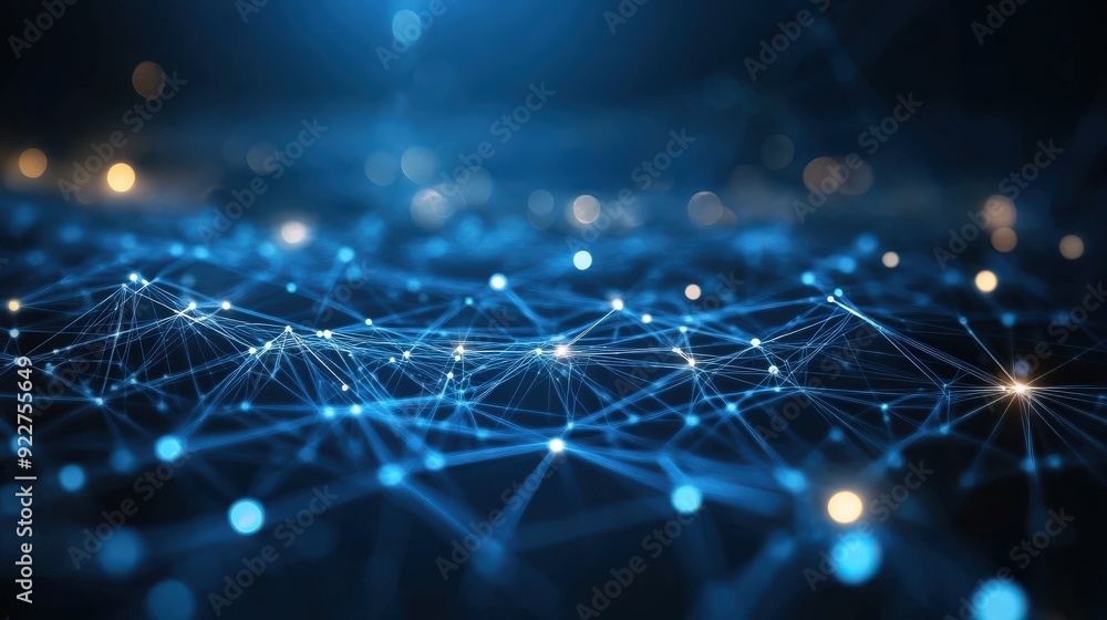 Poster abstract futuristic technology with polygonal shapes dark blue background connection technologies ba