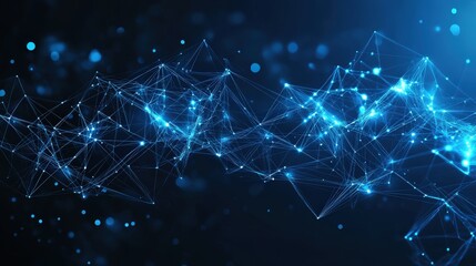 Obraz premium abstract futuristic technology with polygonal shapes dark blue background connection technologies backdrop internet communication