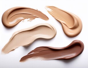 Set of makeup foundation, cosmetic cream smear. cosmetic smears and creamy texture of foundations and BB creams