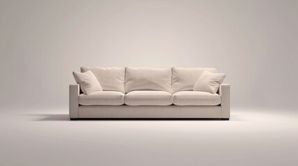 Beige Sofa with Pillows in a Minimalist Setting