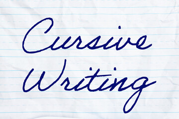 Cursive Writing on retro lined school crumpled paper