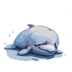 Fototapeta premium Beluga Whale Sadness emotion fantasy animal cartoon isolated whitebackground