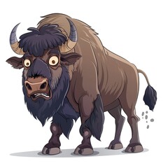 Bison Awe emotion fantasy animal cartoon isolated whitebackground