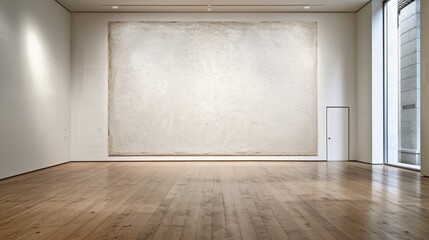 Fototapeta premium Minimalist Gallery Interior with Large White Canvas