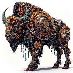 Obraz premium Bison Futuristic animal fashion cartoon isolated whitebackground 16:9