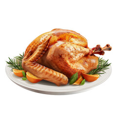 Roasted Turkey with Orange Slices and Rosemary Sprigs