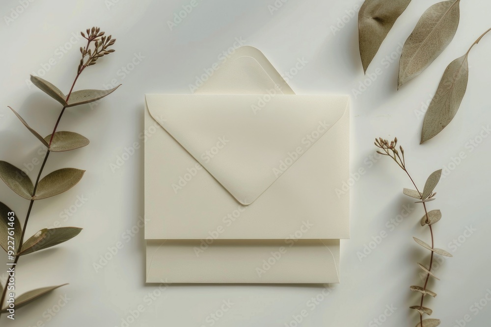 Poster a white envelope sits on top of a white table, ready for use