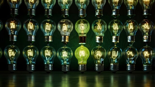 Eco-friendly green lightbulb and green energy idea