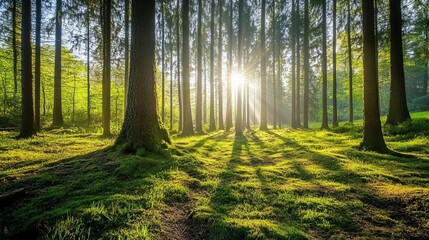 Fototapeta premium Serene Forest Illumination