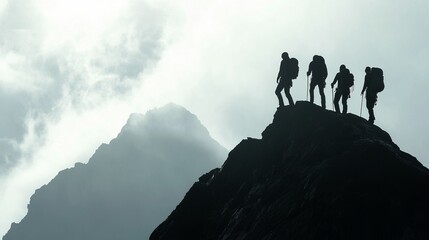 Mountain Climbers Silhouette