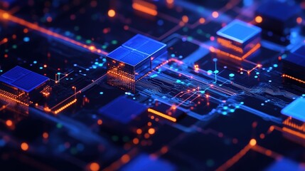 Obraz premium Digital representation of a decentralized finance (DeFi) network.