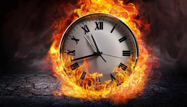 Running out of time short on time almost over finishing up time is burning up wasting time clock is running out fire flames
