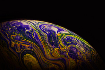 Colorful half soap bubble Ball with black background.