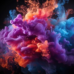 Magic Soft Neon Dust Glowing on a Black Background