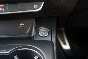 Engine Start/Stop Button: Sleek Car Interior Detail