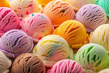 Close-Up of Colorful Ice Cream Scoops