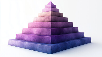 A pyramid chart representing the levels of a training program, with each level in a different shade of purple on a white background.