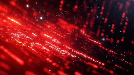 Obraz premium Red cyber space background with binary code and digital effects