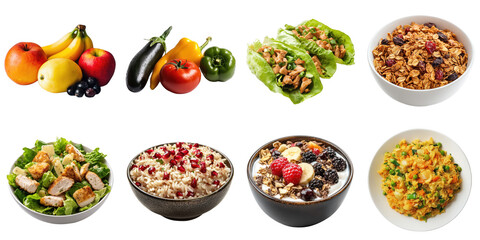 PNG diet food no bg sample mockup set nutrition concept using for decoration.