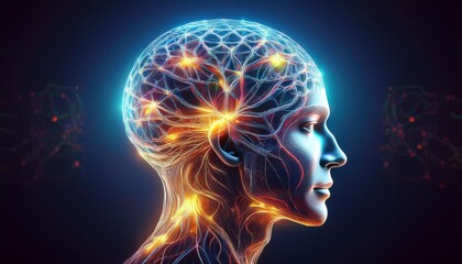 Obraz premium An abstract image of a glowing, ever-changing neural network